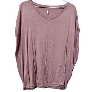 Gap Pure V-neck Cap Sleeve Rayon Oversized Jersey Knit Top Rust Pink XS